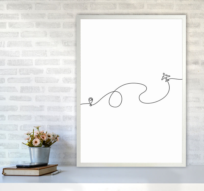 Airplane Line Drawing Art Print by Jason Stanley A1 Oak Frame