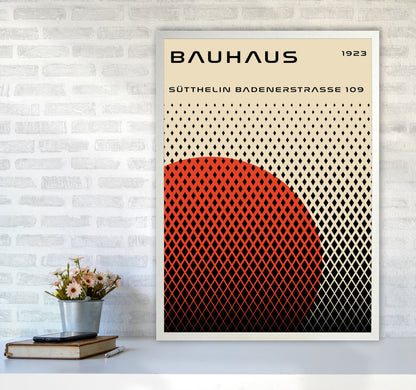 Bauhaus Geometric Red Art Print by Jason Stanley A1 Oak Frame