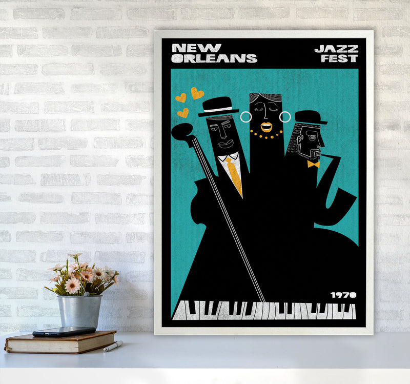 New Orleans Jazz Fest Art Print by Jason Stanley A1 Oak Frame