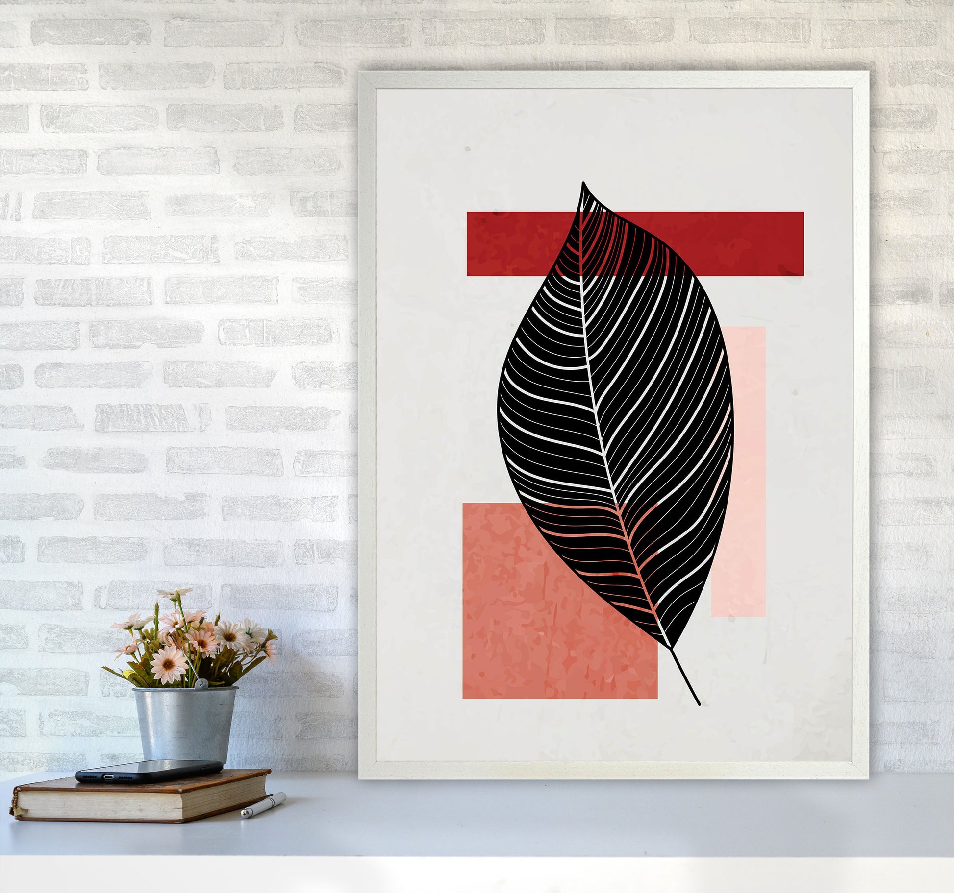 Abstract Leaf Vibe II Art Print by Jason Stanley A1 Oak Frame