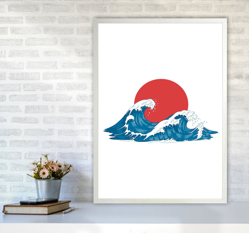 Japenses Wave Sunset Art Print by Jason Stanley A1 Oak Frame