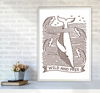 Wild And Free Whale Art Print by Jason Stanley A1 Oak Frame