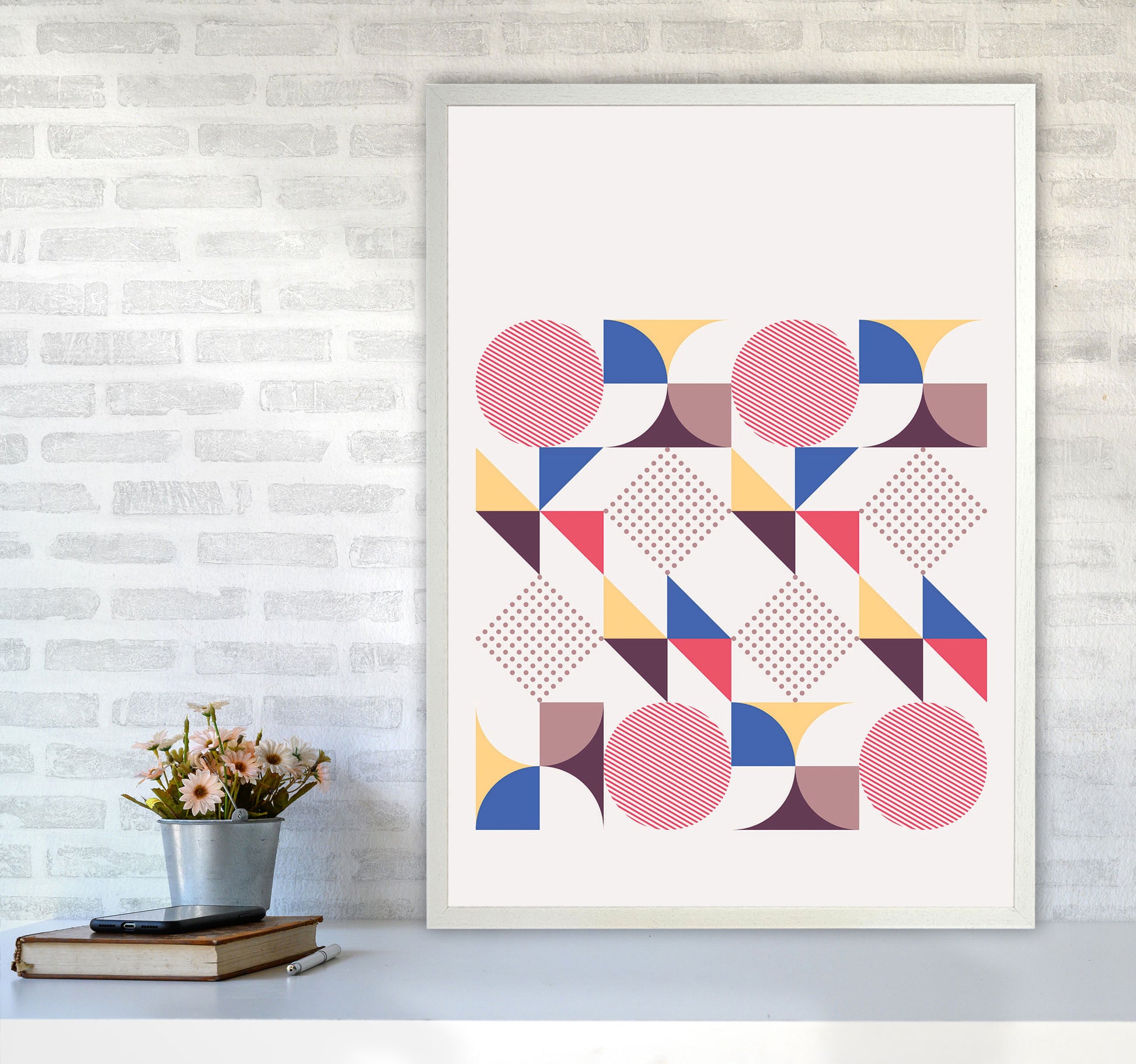 Retro Geometric 1 Art Print by Jason Stanley A1 Oak Frame