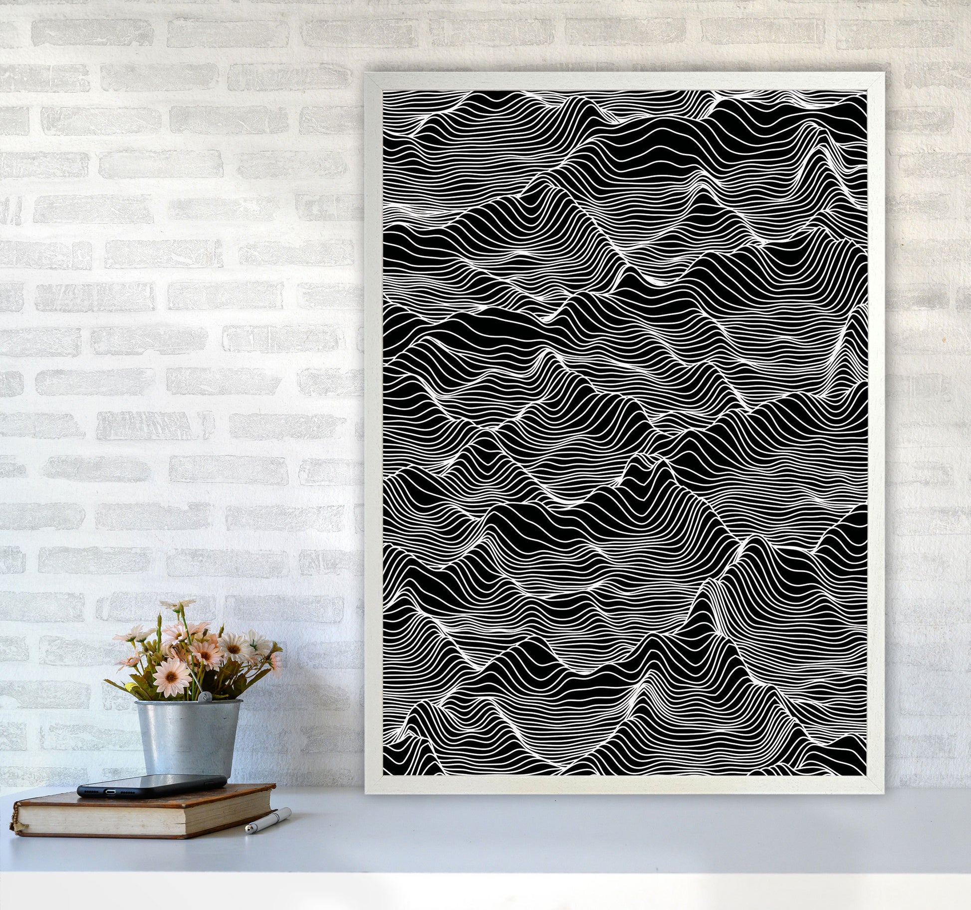 Abstract Mountains Art Print by Jason Stanley A1 Oak Frame