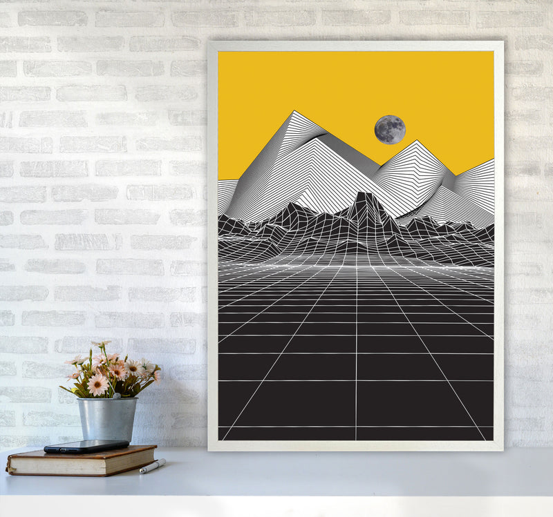 Moon Rise Yellow Art Print by Jason Stanley A1 Oak Frame