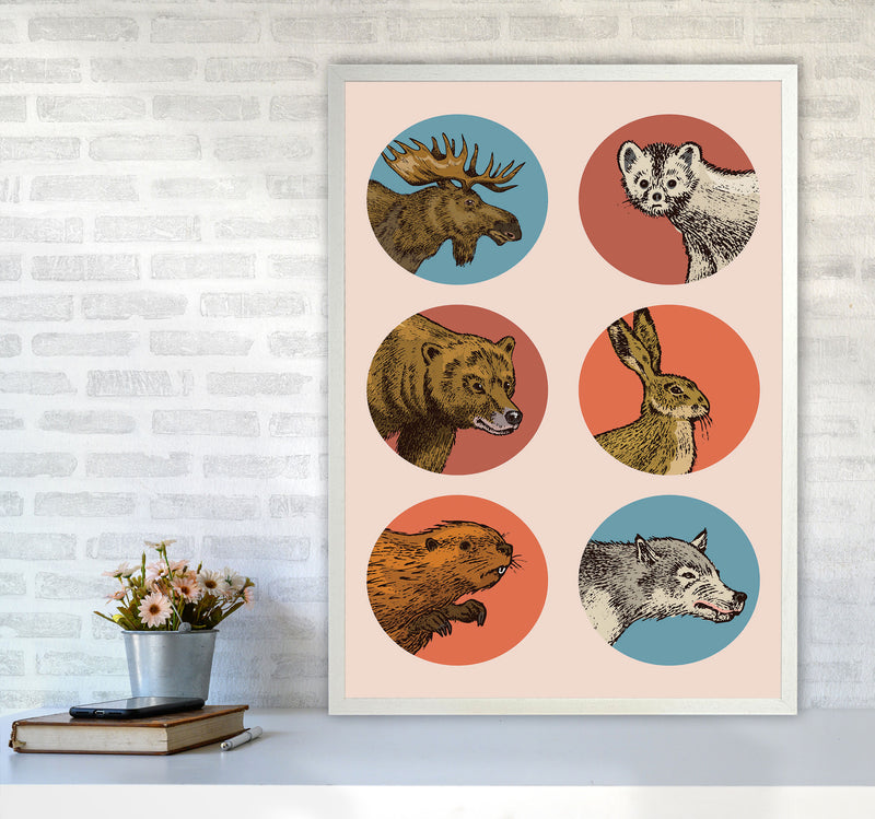 Animal Circles Art Print by Jason Stanley A1 Oak Frame