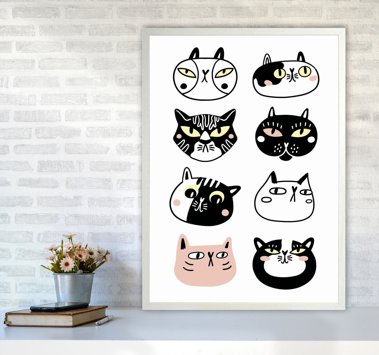 Crazy Cat Lady Art Print by Jason Stanley A1 Oak Frame
