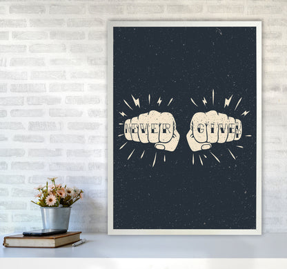 Never Give Up! Art Print by Jason Stanley A1 Oak Frame