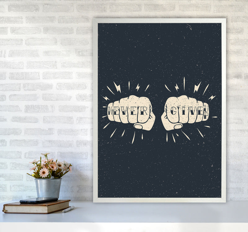 Never Give Up! Art Print by Jason Stanley A1 Oak Frame
