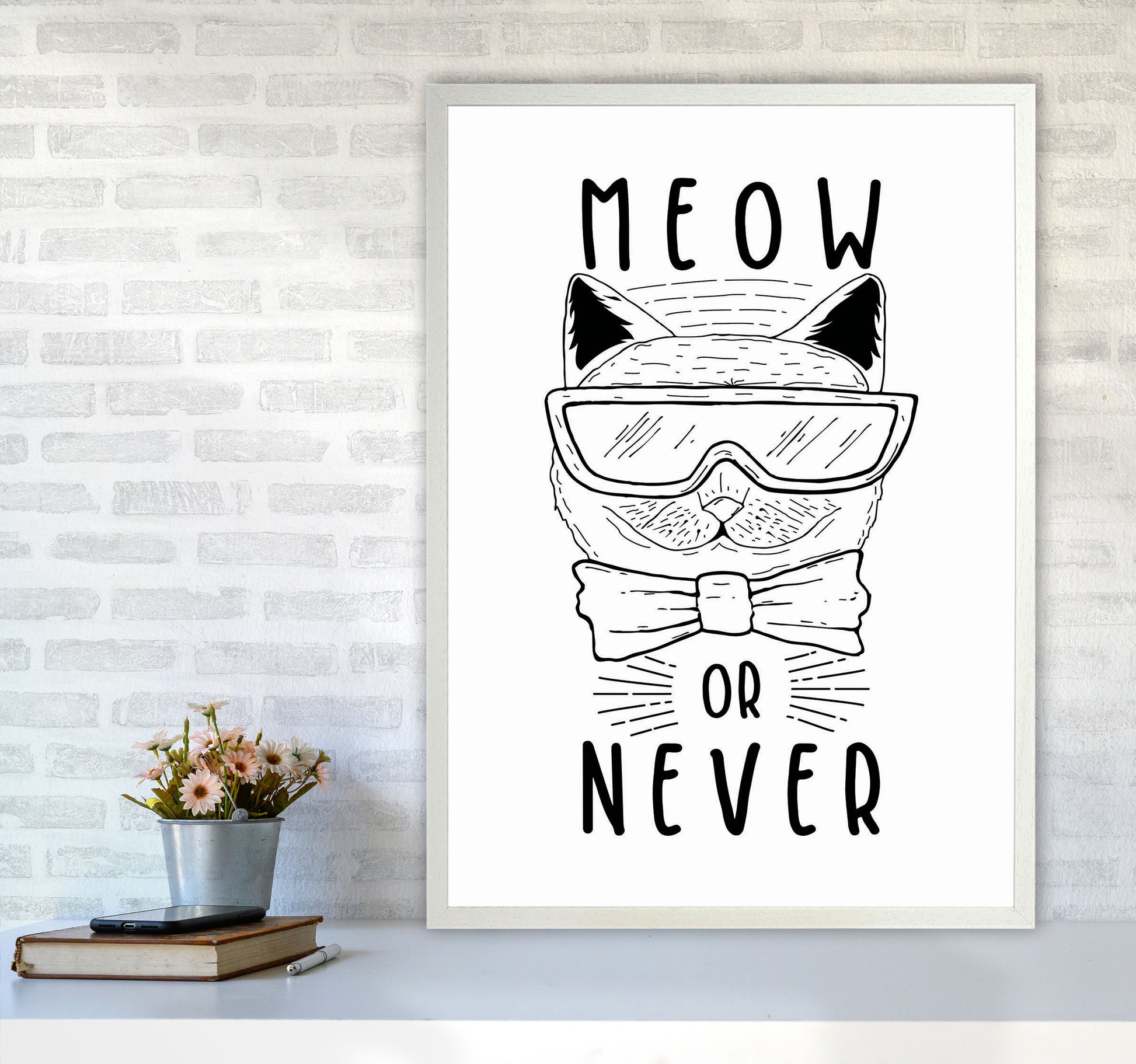 Meow Or Never Art Print by Jason Stanley A1 Oak Frame