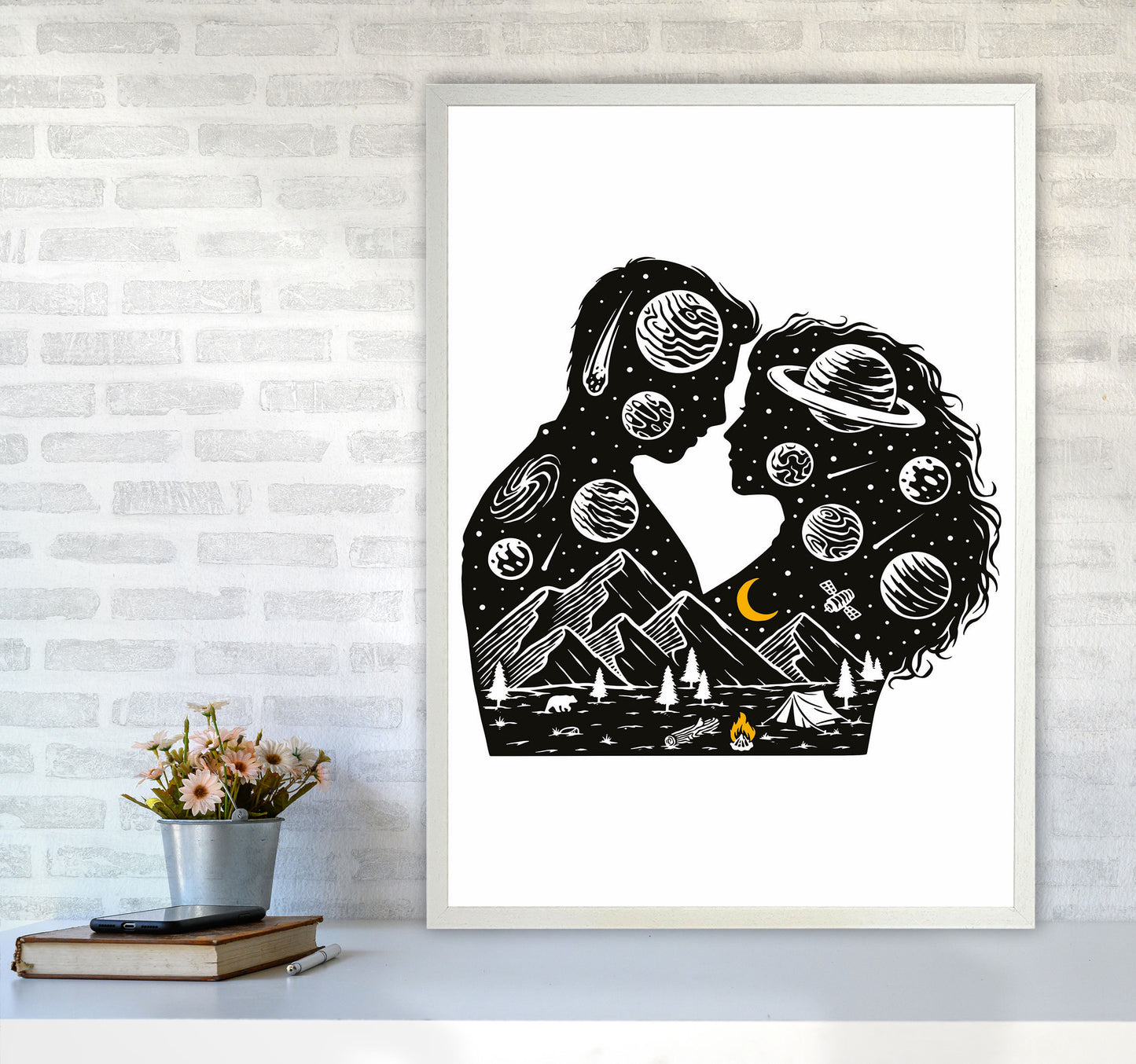 Galactic Love Art Print by Jason Stanley A1 Oak Frame