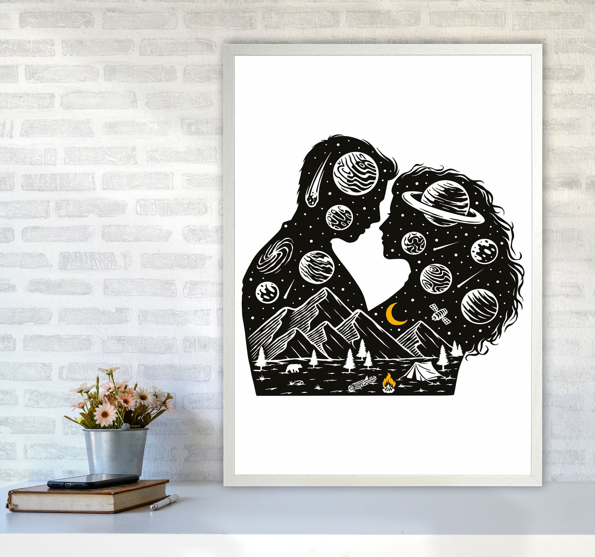 Galactic Love Art Print by Jason Stanley A1 Oak Frame