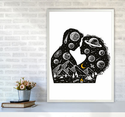 Galactic Love Art Print by Jason Stanley A1 Oak Frame