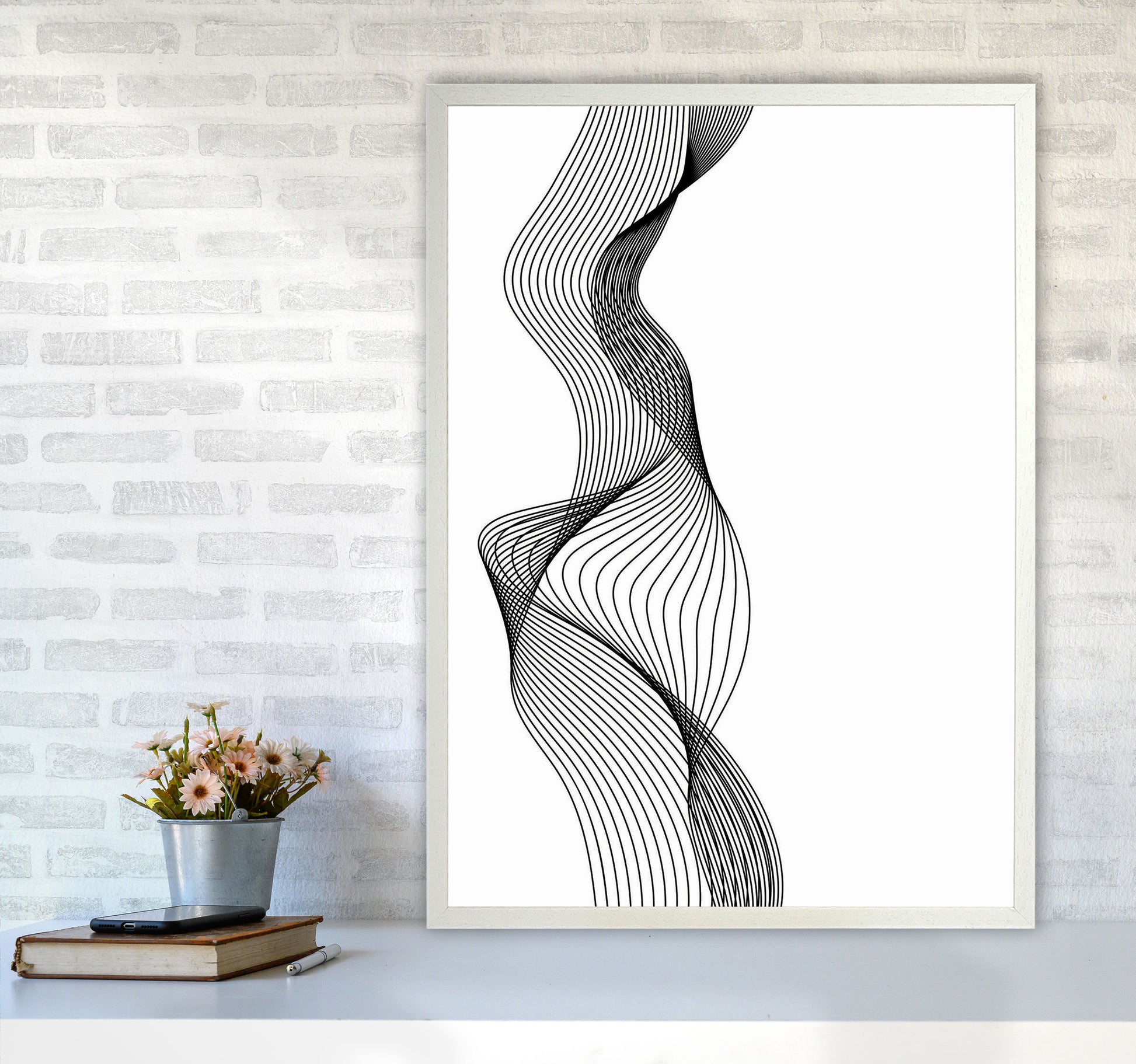 Line Wobbles Art Print by Jason Stanley A1 Oak Frame