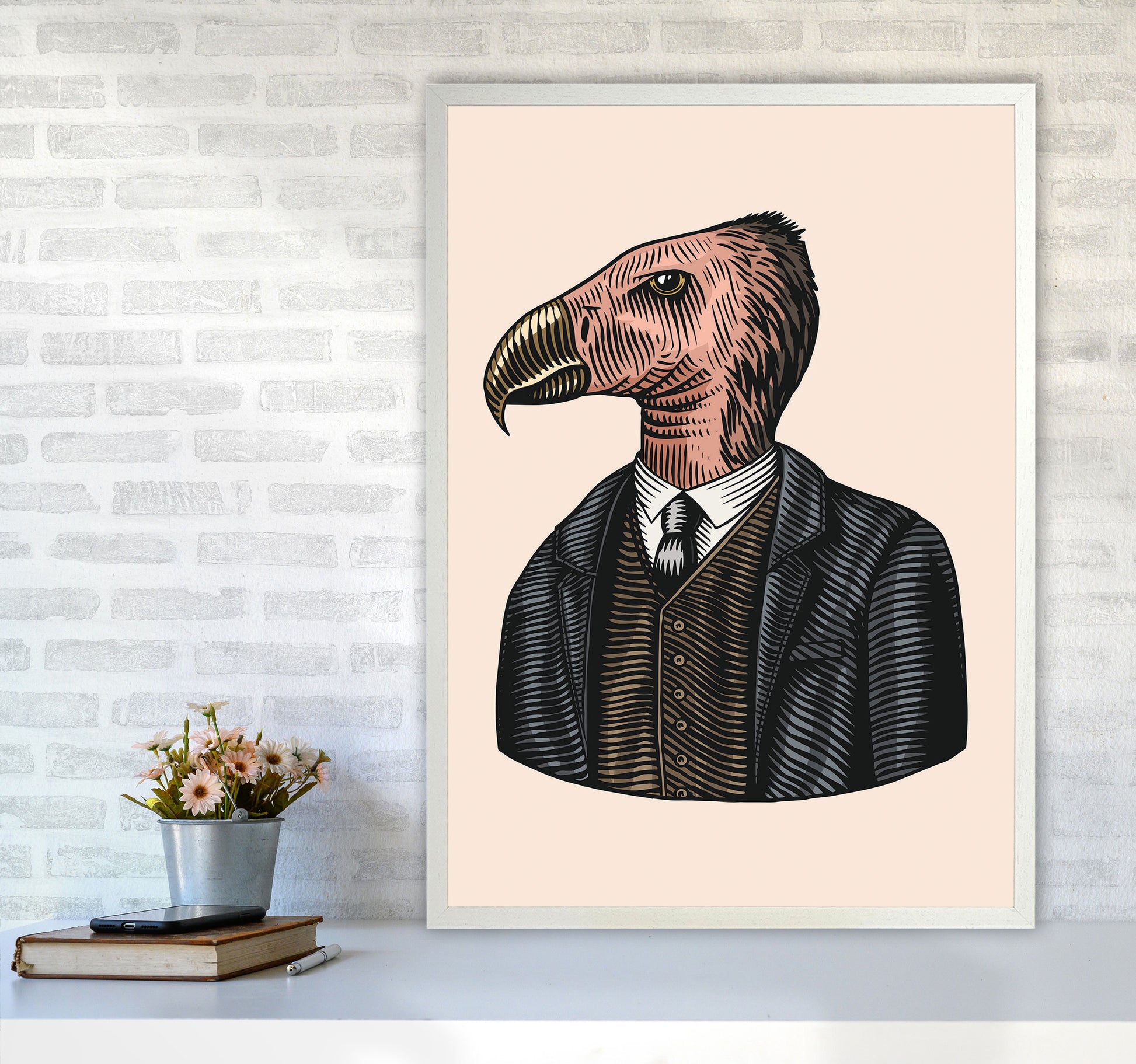 Mr. Condor Art Print by Jason Stanley A1 Oak Frame