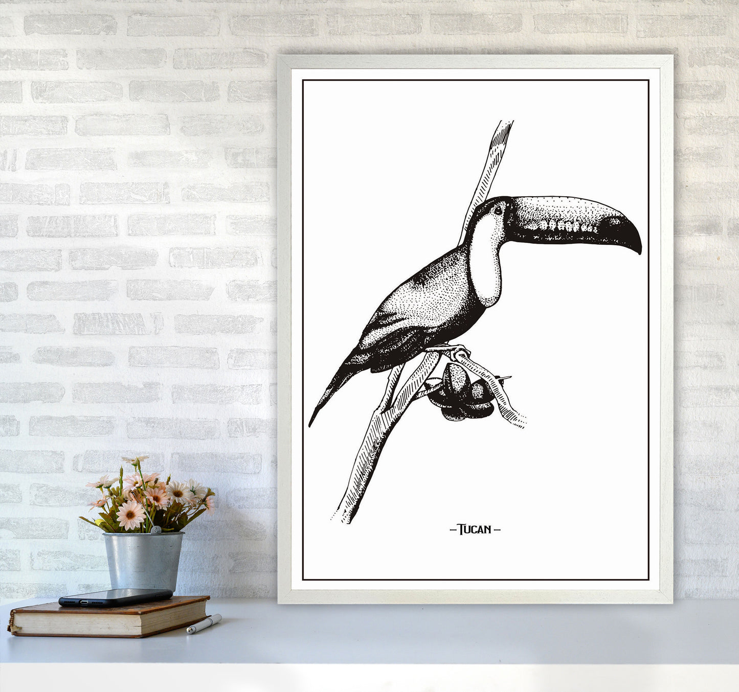 Tucan Art Print by Jason Stanley A1 Oak Frame