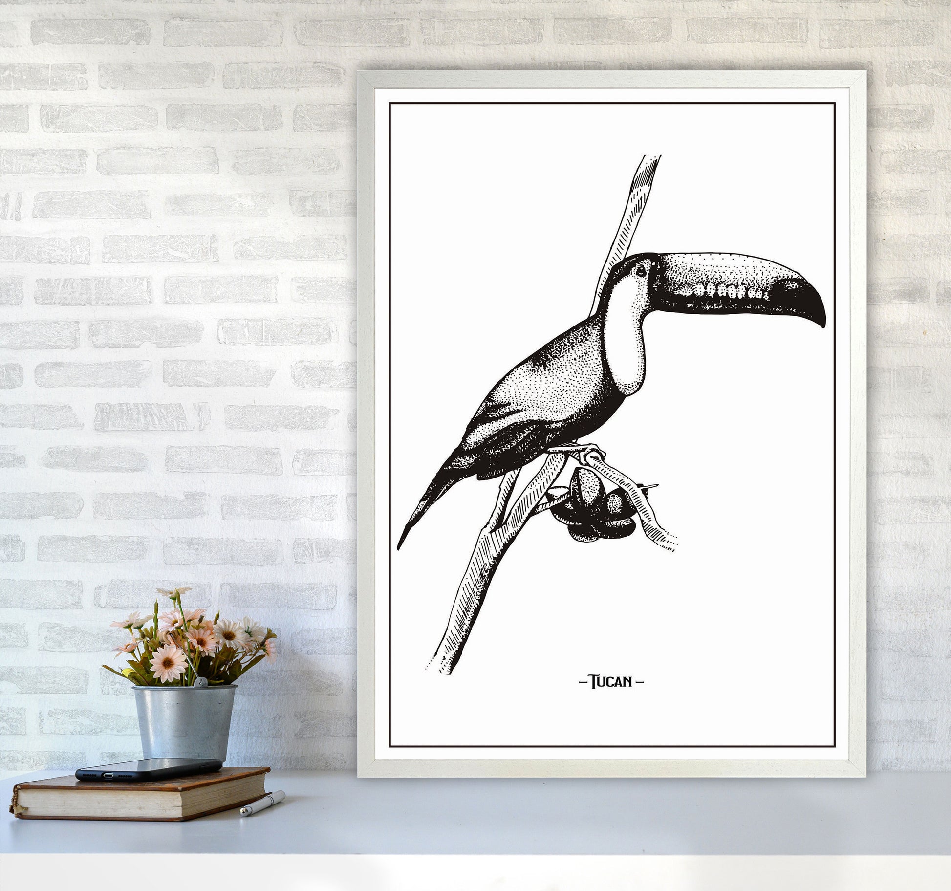 Tucan Art Print by Jason Stanley A1 Oak Frame