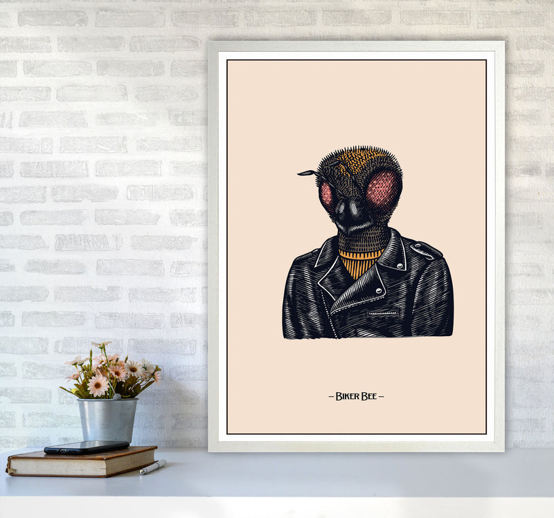 Biker Bee Art Print by Jason Stanley A1 Oak Frame