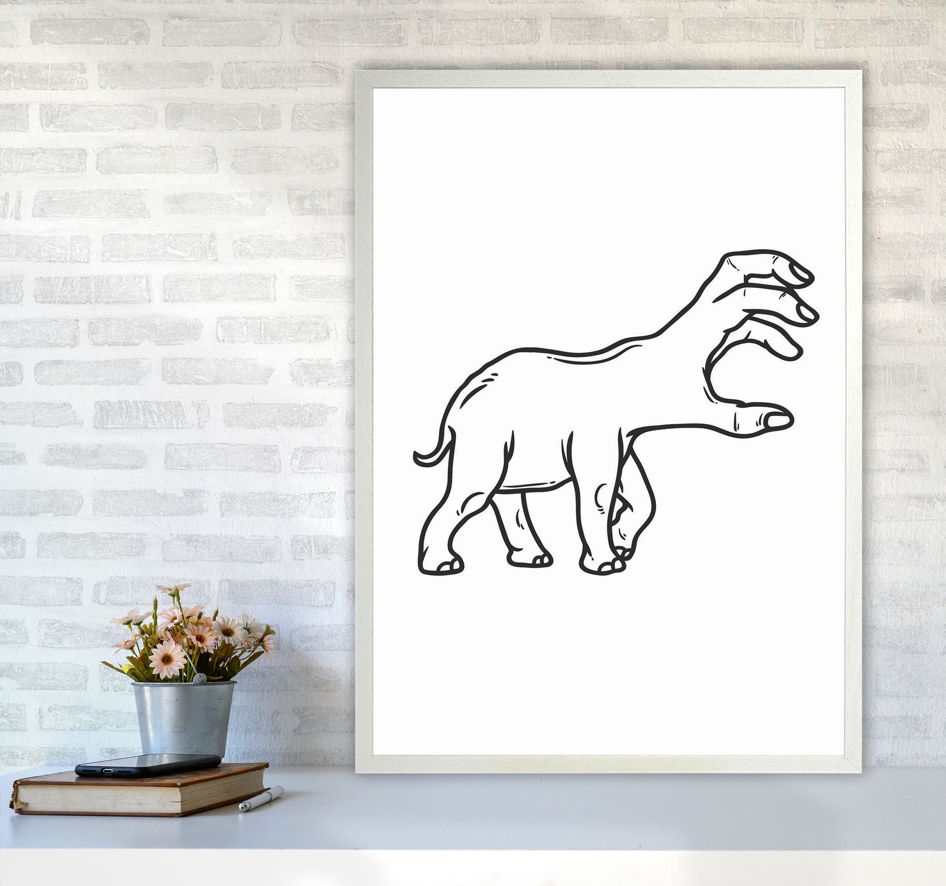 Hand-Head Art Print by Jason Stanley A1 Oak Frame