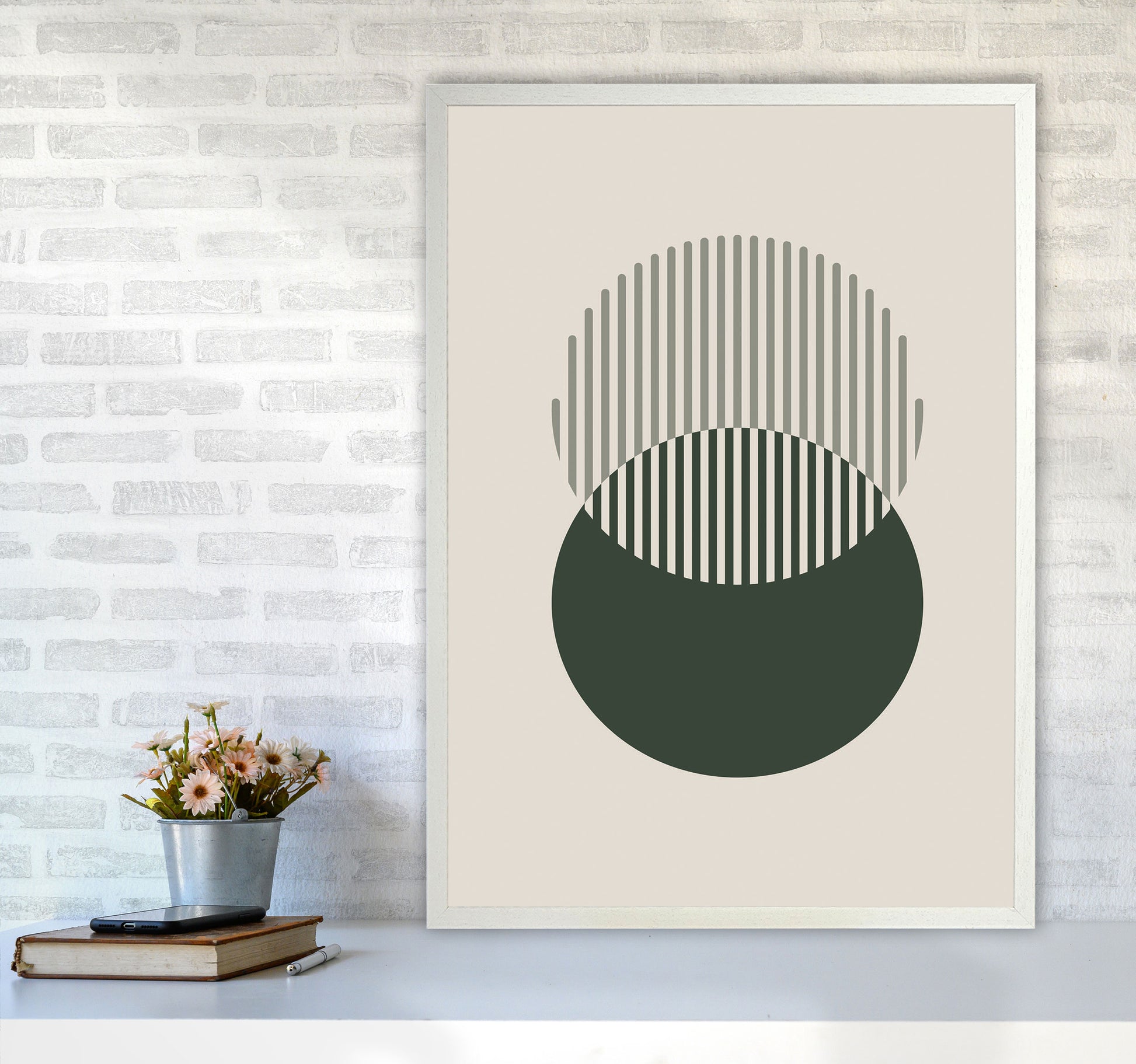 Minimal Abstract Circles III Art Print by Jason Stanley A1 Oak Frame