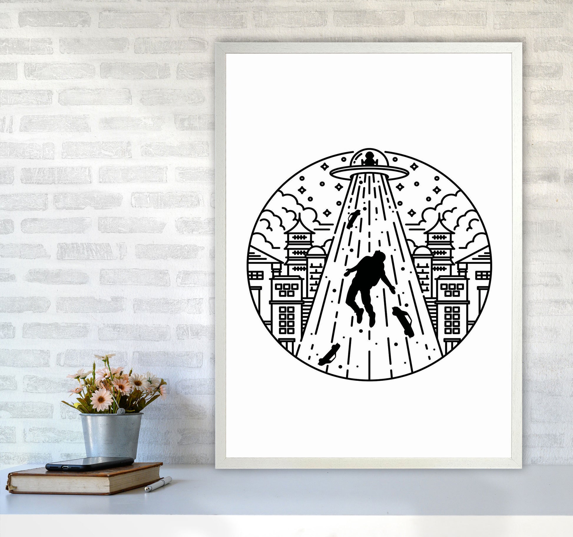 Alien Invasion Art Print by Jason Stanley A1 Oak Frame