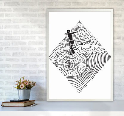 Surfer Line Drawing Art Print by Jason Stanley A1 Oak Frame