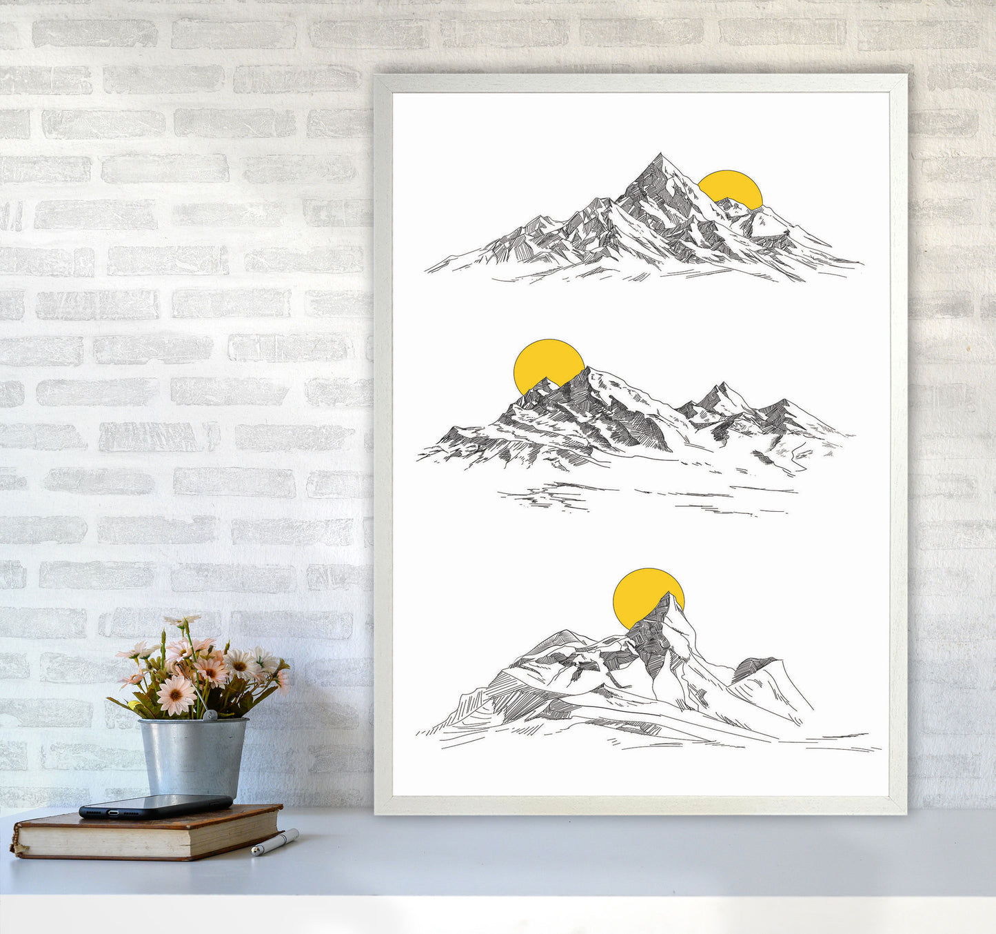 Sunny Mountains Art Print by Jason Stanley A1 Oak Frame