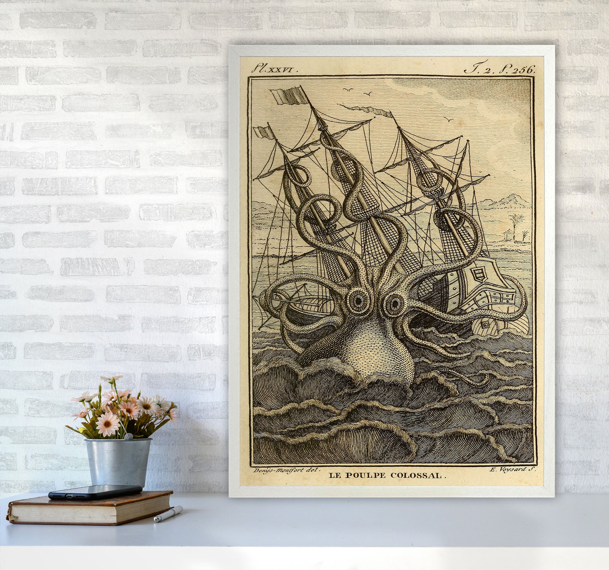The Great Collossal Octopus Art Print by Jason Stanley A1 Oak Frame