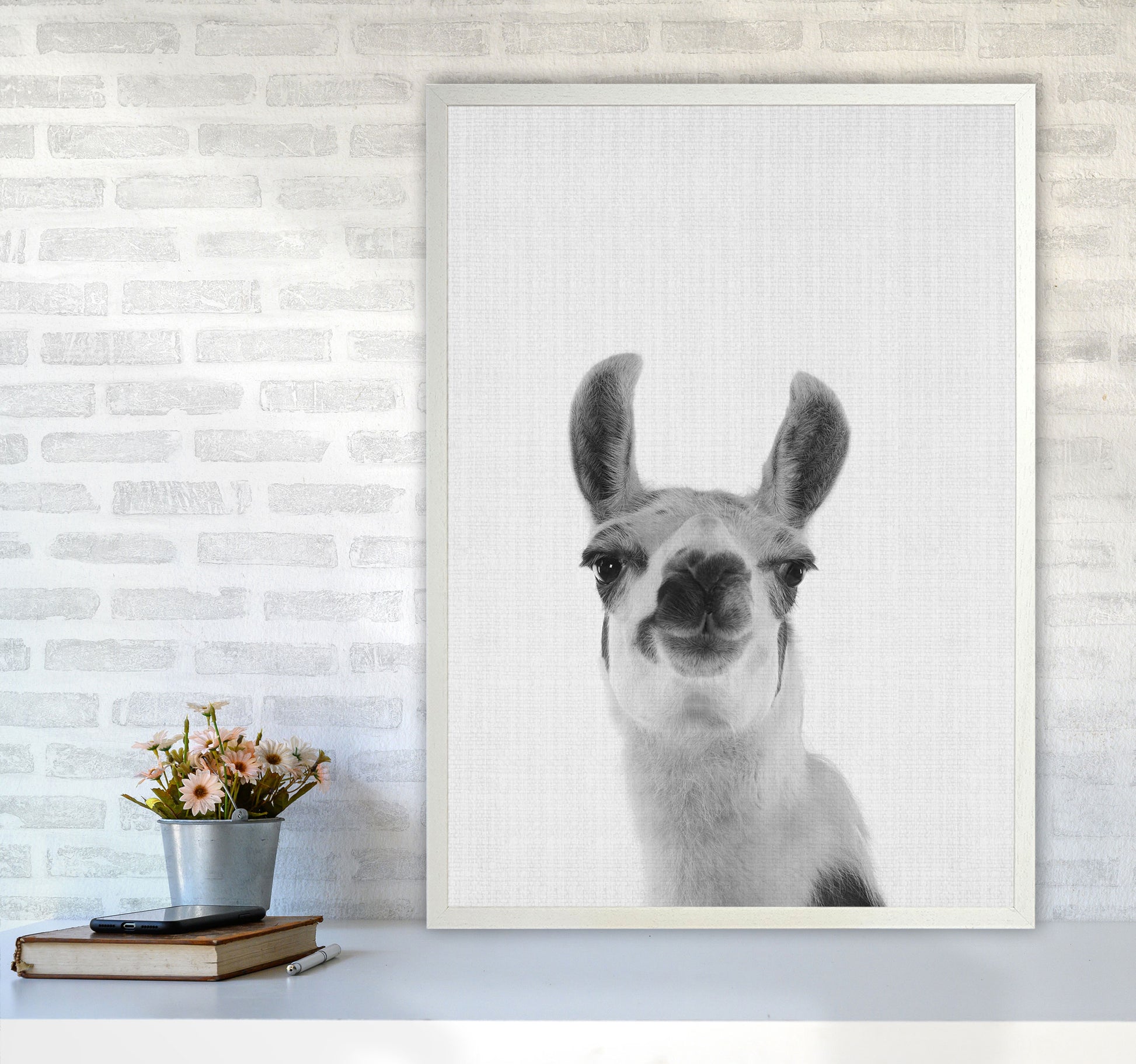 Llama Art Print by Jason Stanley A1 Oak Frame