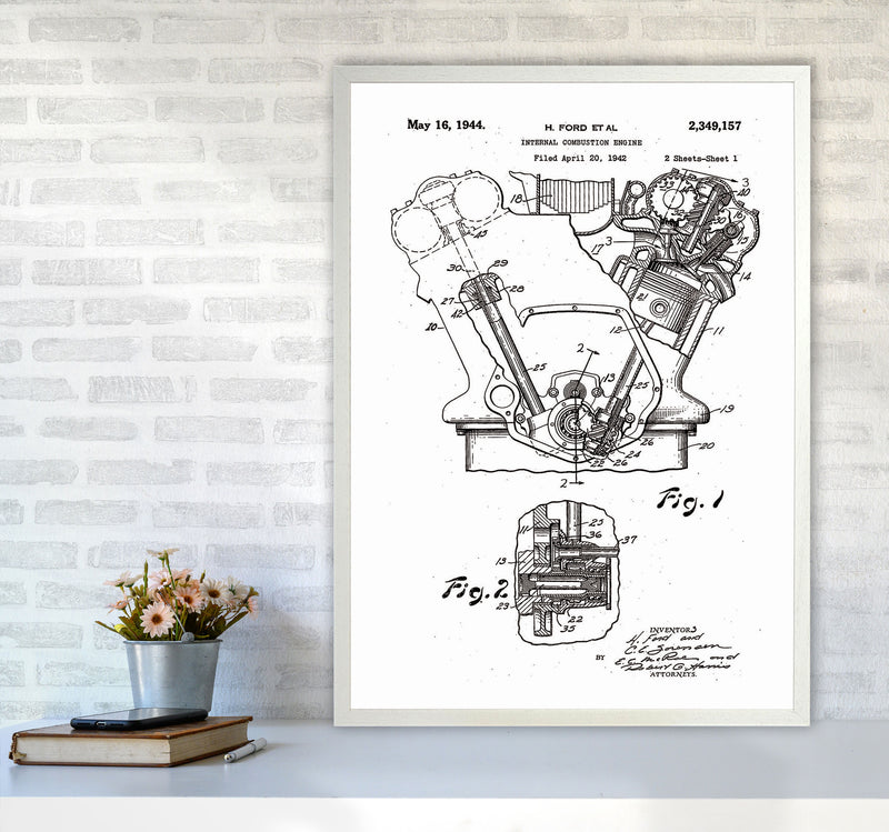 Ford Internal Combustion Engine Patent Art Print by Jason Stanley A1 Oak Frame