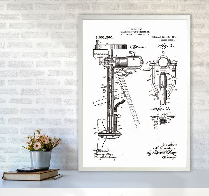 Outboard Boat Propeller Patent Art Print by Jason Stanley A1 Oak Frame