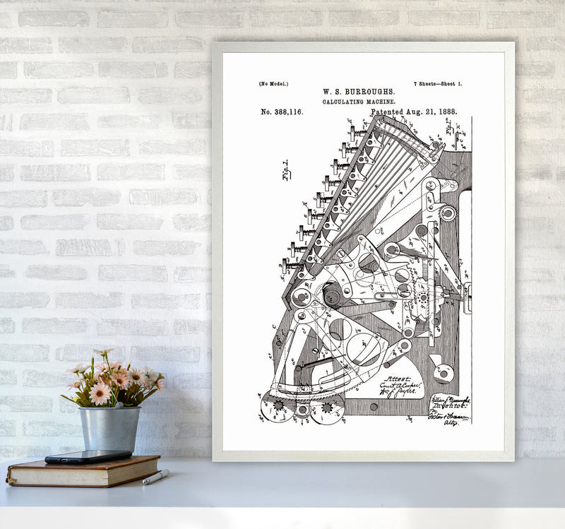 Calculating Machine Patent Art Print by Jason Stanley A1 Oak Frame