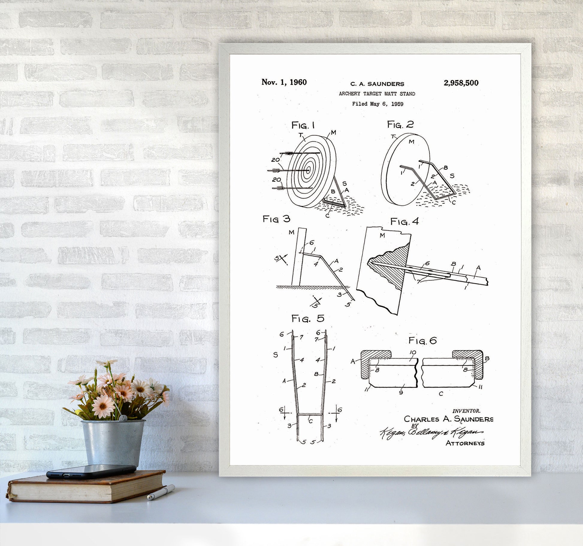 Archery Target Stand Patent Art Print by Jason Stanley A1 Oak Frame