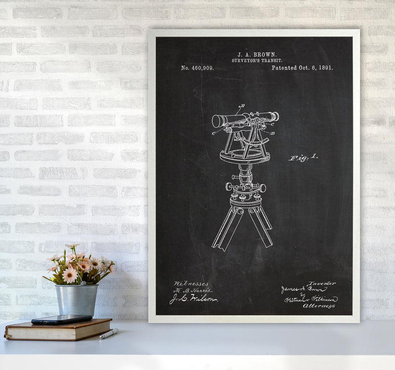 Surveyor's Transit Patent Art Print by Jason Stanley A1 Oak Frame
