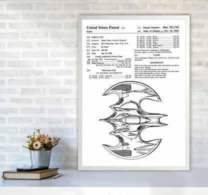 Batwing Patent Side View Art Print by Jason Stanley A1 Oak Frame