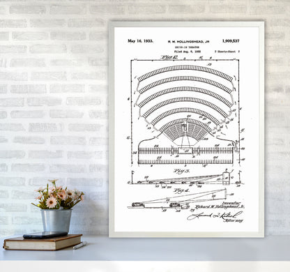 Drive In Theatre Patent Art Print by Jason Stanley A1 Oak Frame