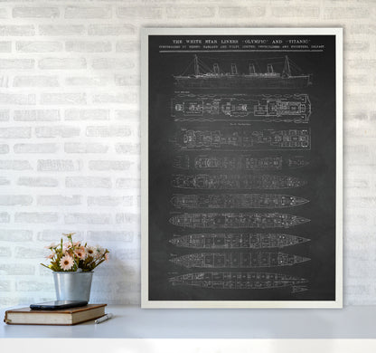 Titanic Patent- Chalkboard Art Print by Jason Stanley A1 Oak Frame