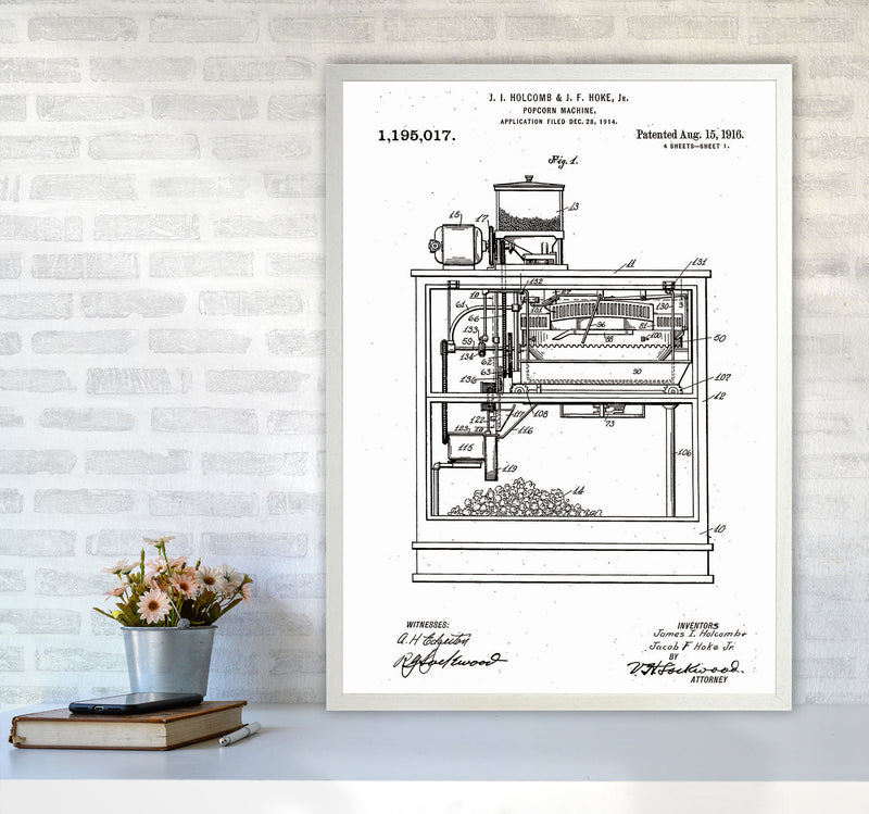 Popcorn Machine Patent Art Print by Jason Stanley A1 Oak Frame