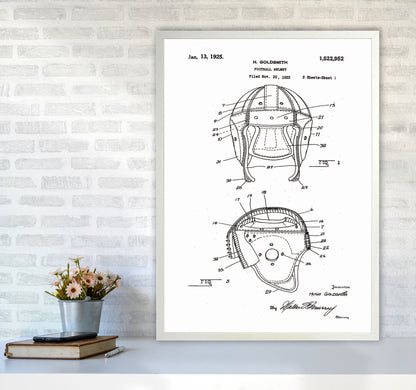 Football Helmet Patent Art Print by Jason Stanley A1 Oak Frame