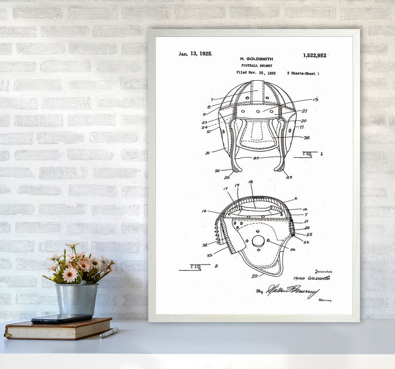 Football Helmet Patent Art Print by Jason Stanley A1 Oak Frame