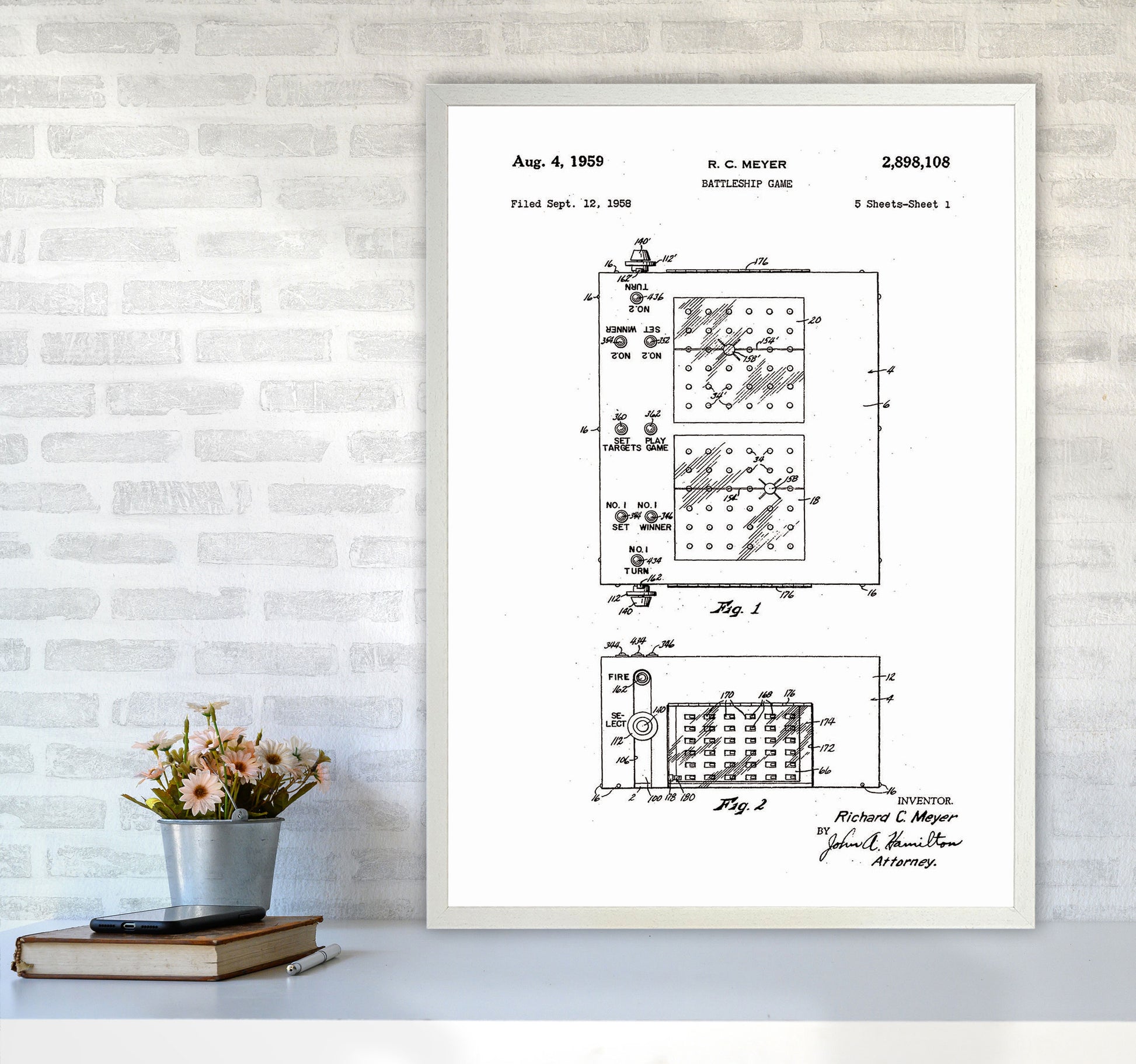 Battleship Game Patent Art Print by Jason Stanley A1 Oak Frame