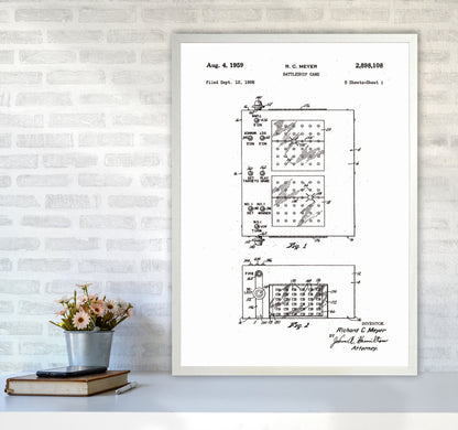 Battleship Game Patent Art Print by Jason Stanley A1 Oak Frame