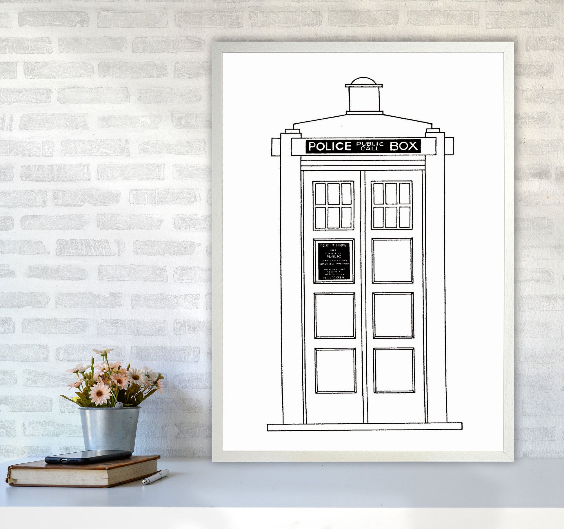 Police Call Box Patent Art Print by Jason Stanley A1 Oak Frame