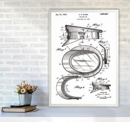 Police Man Hat Patent Art Print by Jason Stanley A1 Oak Frame