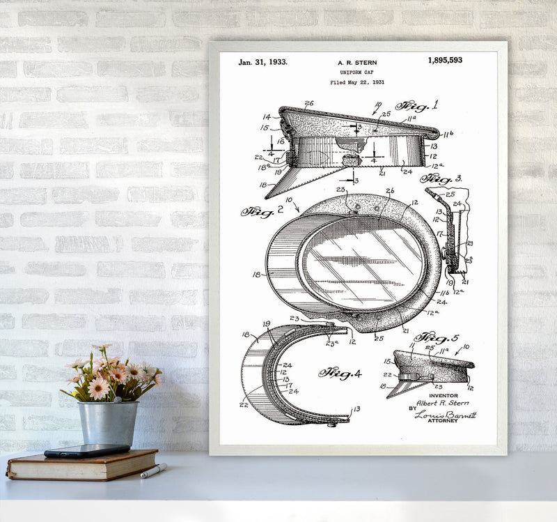 Police Man Hat Patent Art Print by Jason Stanley A1 Oak Frame