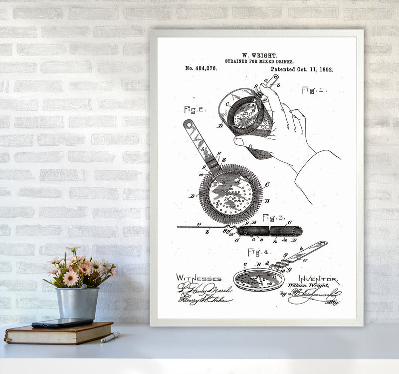 Drink Strainer Patent Art Print by Jason Stanley A1 Oak Frame