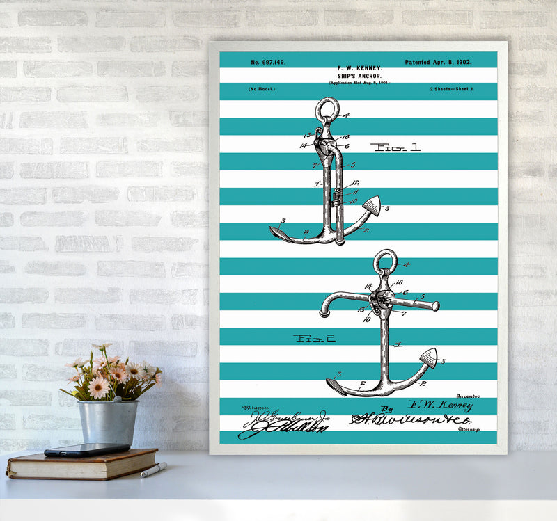 Anchor Patent Stripe Art Print by Jason Stanley A1 Oak Frame