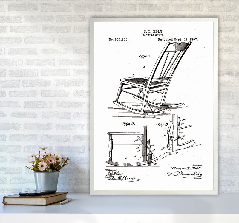 Rocking Chair Patent Art Print by Jason Stanley A1 Oak Frame