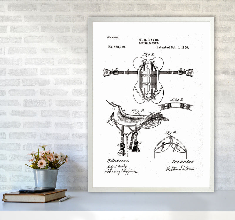 Riding Saddle Patent Art Print by Jason Stanley A1 Oak Frame