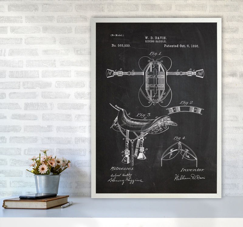 Riding Saddlepatent Art Print by Jason Stanley A1 Oak Frame